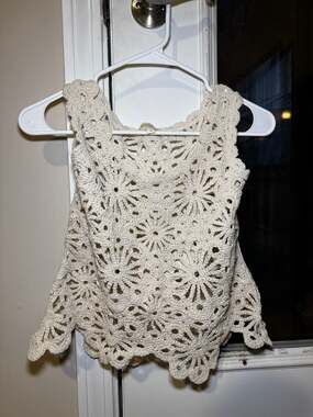 Rebellion Again Cream Sunflower Crochet Tank Top